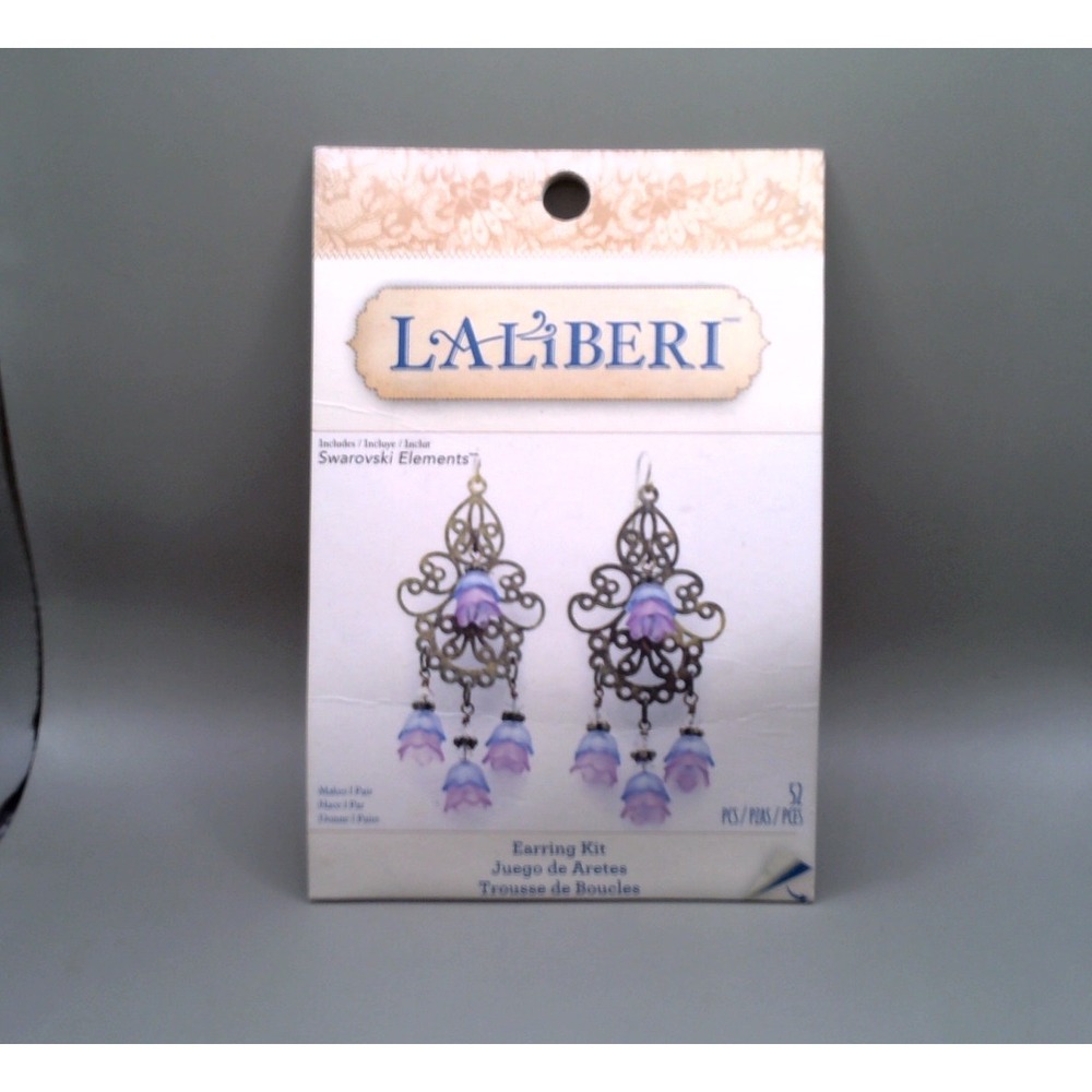 Laliberi Earring Kit Swarovski Elements Purple Blue Floral Filigree DIY 52 Pc